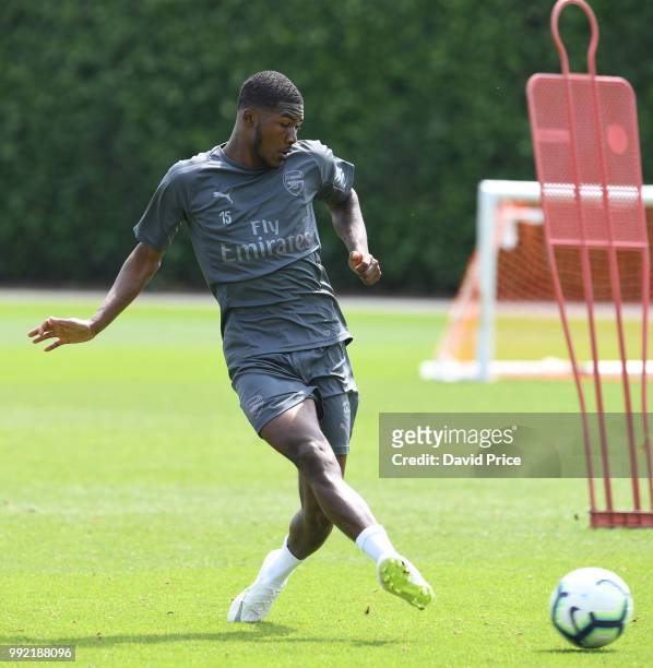 Ainsley Maitland-Niles of Arsenal during Arsenal Training Session at London Colney on July 5, 2018 in St Albans, England.