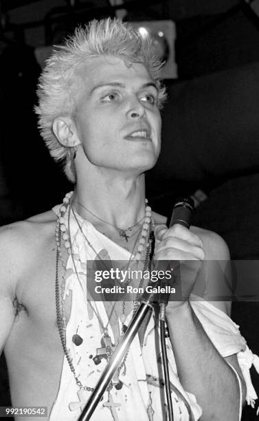 Billy Idol attends Perri Lister Birthday Party on April 10, 1984 at the Cat Club in New York City.