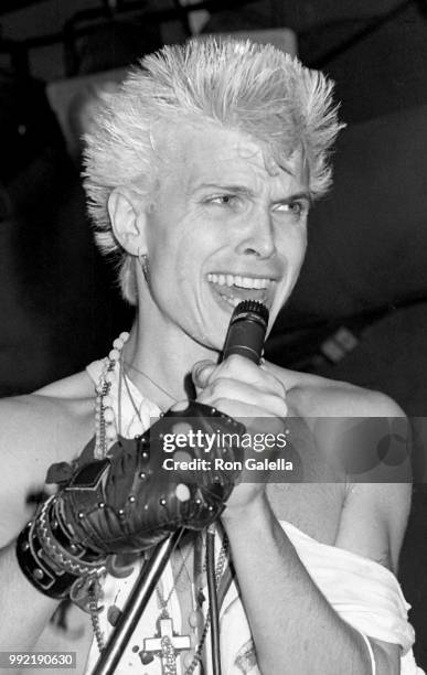 Billy Idol attends Perri Lister Birthday Party on April 10, 1984 at the Cat Club in New York City.