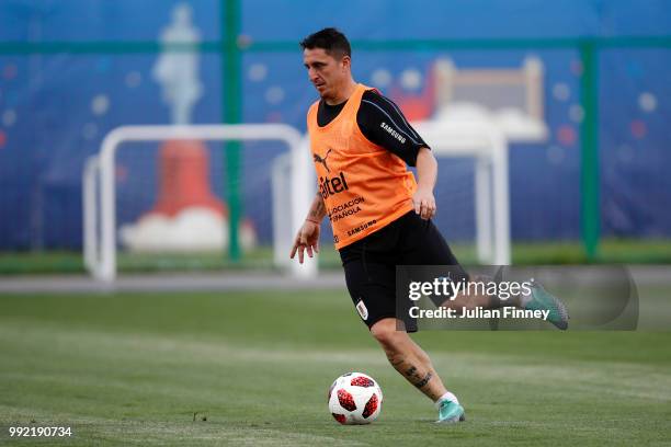 Cristian Rodriguez of Uruguay in action during a training session at Sports Centre Borsky on July 5, 2018 in Nizhny Novgorod, Russia.