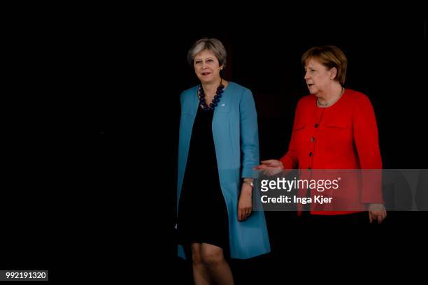 Berlin, Germany German Chancellor Angela Merkel meets Theresa May, Prime Minister of the United Kingdom, in the chancellery on July 05, 2018 in...