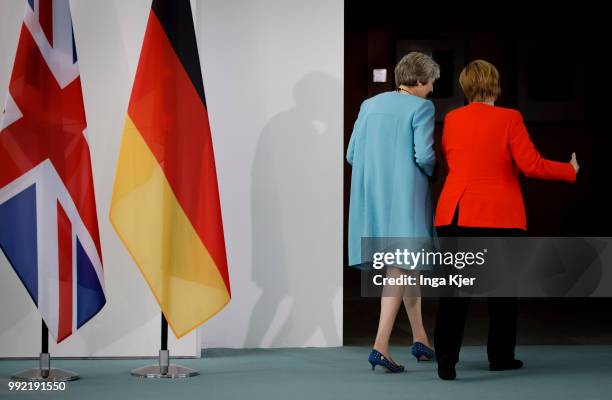 Berlin, Germany German Chancellor Angela Merkel meets Theresa May, Prime Minister of the United Kingdom, in the chancellery on July 05, 2018 in...