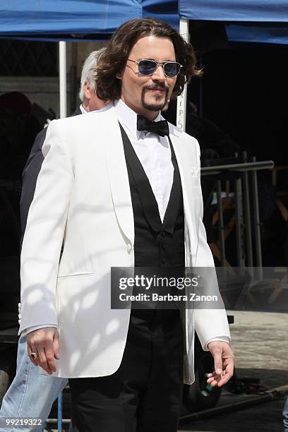 Actor Johnny Depp on location for "the Tourist" at Piazza San Marco on May 13, 2010 in Venice, Italy.