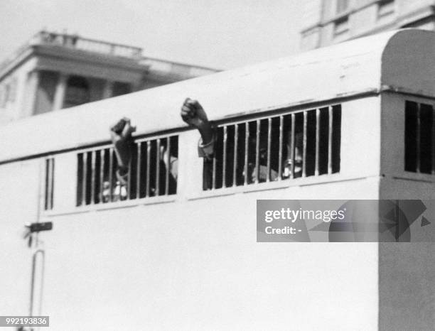 Eight men, among them anti-apartheid leader and African National Congress member Nelson Mandela, sentenced to life imprisonment in the Rivonia trial...