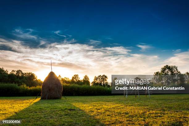 sunset in maramureș - maramureș stock pictures, royalty-free photos & images