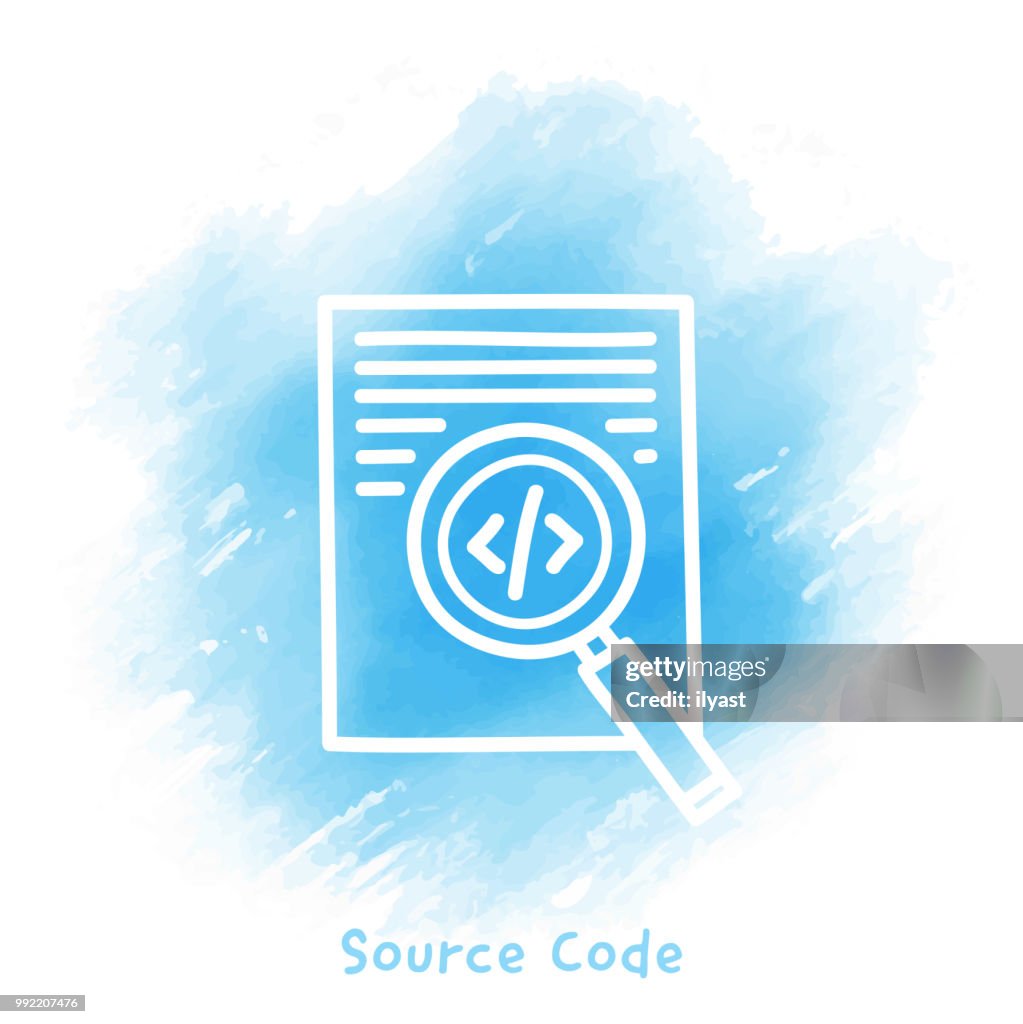 Source Code Doodle Watercolor Background High-Res Vector Graphic ...