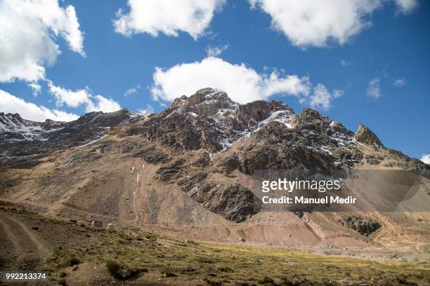 Detail of the Peruvian Andes during a trip in the world famous Railroad 'Ferrocarril Central Andino' on June 29, 2018 in Lima, Peru. The Ferrocarril...