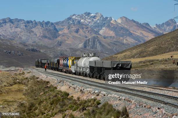 View of the way during a trip in the world famous Railroad 'Ferrocarril Central Andino' on July 1, 2018 in Lima, Peru. The Ferrocarril Central Andino...