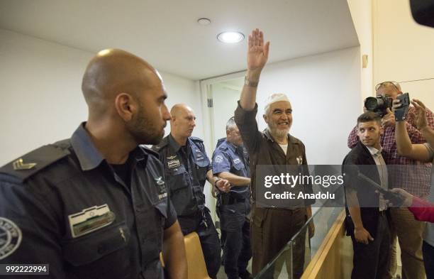 Palestine Islamic Movement Leader Raed Salah appears in court during his trial at Haifa Criminal Court of Peace in Haifa, Israel on July 05, 2018.