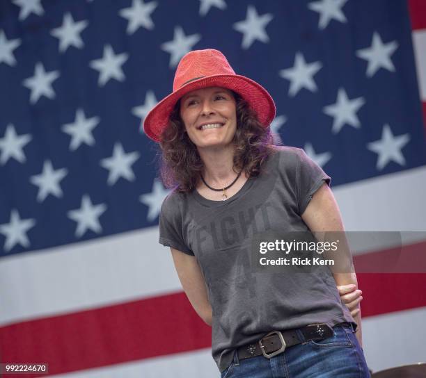 Singer-songwriter Edie Brickell of Edie Brickell & New Bohemians performs onstage during the 45th Annual Willie Nelson 4th of July Picnic at...