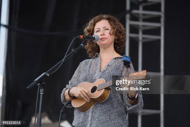 Musician/vocalist Cathy Guthrie of Folk Uke performs onstage during the 45th Annual Willie Nelson 4th of July Picnic at Austin360 Amphitheater on...
