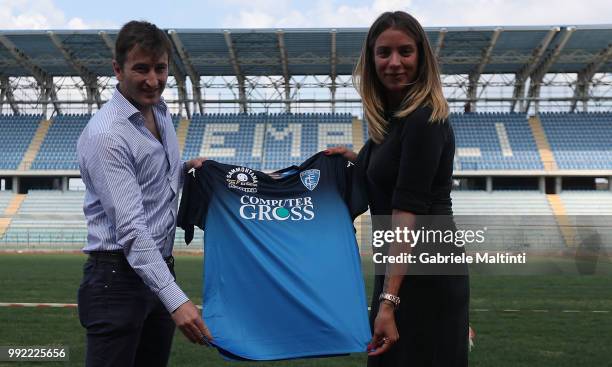 Matteo Monaco ok Kappa and Rebecca Corsi of Empoli FC during the New Shirt Unveiling/Training Session during the New Shirt Unveiling/Training Session...