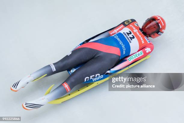 Germany's Julia Taublitz in action during the women's singles at the Luge World Cup in Winterberg, Germany, 26 November 2017. Taubitz won the fifth...