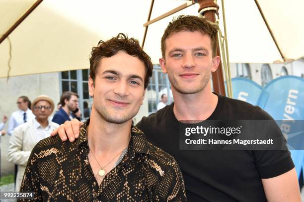 Actor Samuel Schneider and Jannis Niewoehner attend the FFF reception during the Munich Film Festival 2018 at Praterinsel on July 5, 2018 in Munich,...