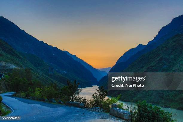 View of beas river during the visit of Manali town , Himachal Pradesh , India on 5th July,2018.Summers is considered the best time to visit Himachal...