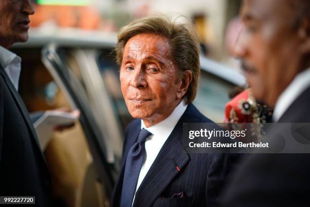 Valentino Garavani is seen, outside Valentino, during Paris Fashion Week Haute Couture Fall Winter 2018/2019, on July 4, 2018 in Paris, France.