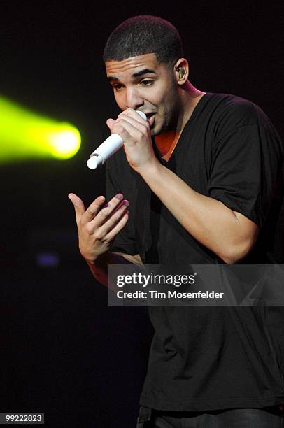 Aubrey Drake Graham aka Drake performs in support of his Thank Me Later release at The Warfield on May 12, 2010 in San Francisco, California.