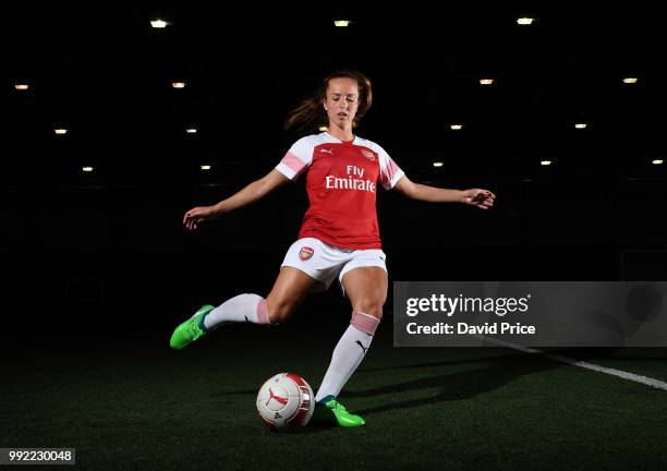 Arsenal Women new signing Lia Walti at London Colney on July 5, 2018 in St Albans, England.