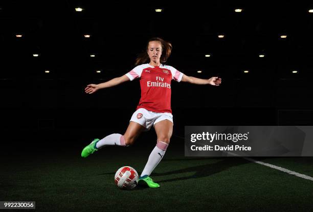 Arsenal Women new signing Lia Walti at London Colney on July 5, 2018 in St Albans, England.