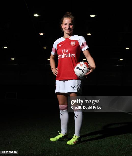 Arsenal Women new signing Tabea Kemme at London Colney on July 5, 2018 in St Albans, England.