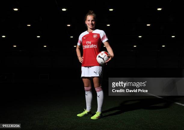 Arsenal Women new signing Tabea Kemme at London Colney on July 5, 2018 in St Albans, England.