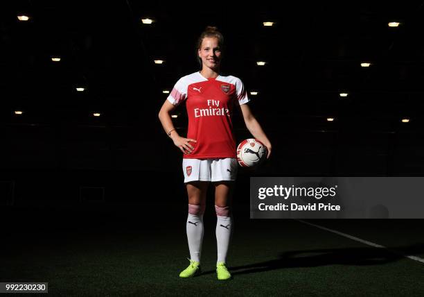 Arsenal Women new signing Tabea Kemme at London Colney on July 5, 2018 in St Albans, England.