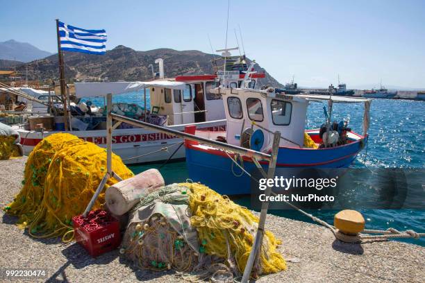 Images of the fishing village Agia Galini in Southern Crete, Greece. It belongs to Rethymno regional unit in Crete island and the water is the Libyan...