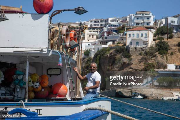 Images of the fishing village Agia Galini in Southern Crete, Greece. It belongs to Rethymno regional unit in Crete island and the water is the Libyan...