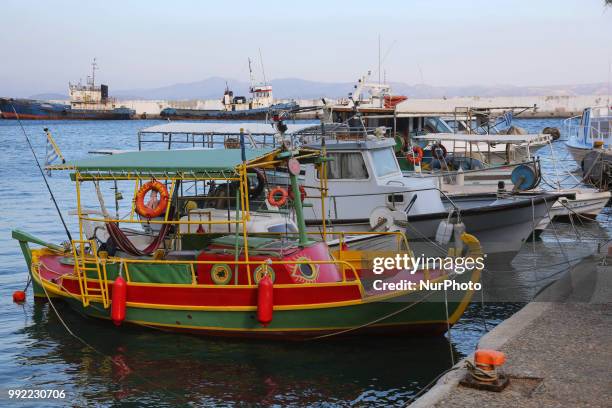 Images of the fishing village Agia Galini in Southern Crete, Greece. It belongs to Rethymno regional unit in Crete island and the water is the Libyan...