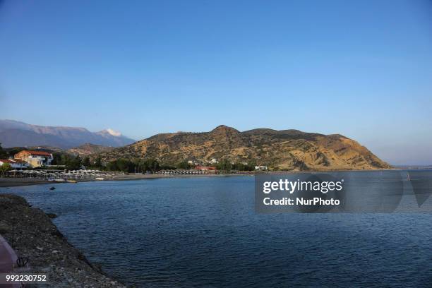 Images of the fishing village Agia Galini in Southern Crete, Greece. It belongs to Rethymno regional unit in Crete island and the water is the Libyan...