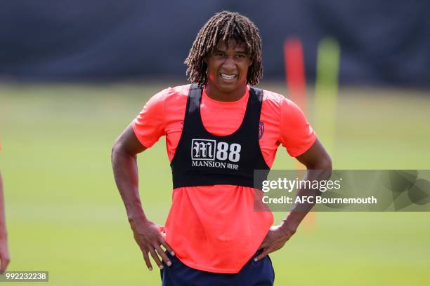 Nathan Ake of Bournemouth during pre-season training session on July 5, 2018 in Bournemouth, England.