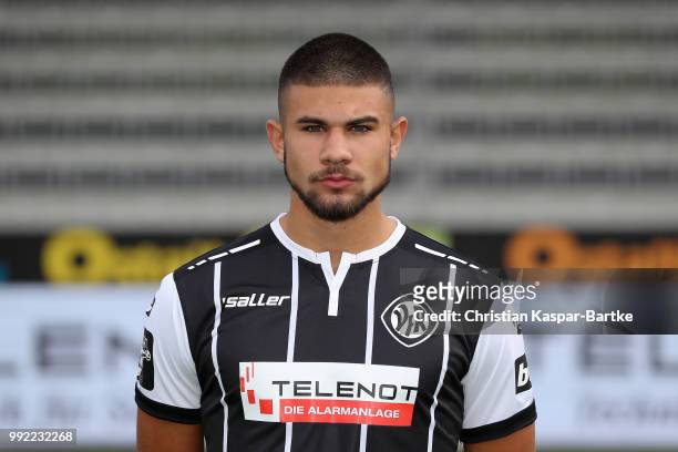 Antonios Papadopoulos poses during the team presentation of VfR Aalen on July 5, 2018 in Aalen, Germany.