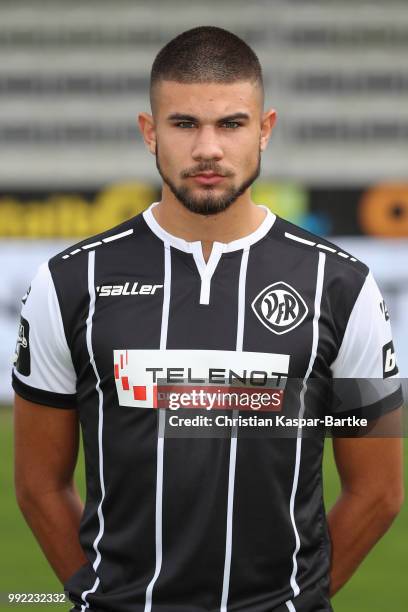 Antonios Papadopoulos poses during the team presentation of VfR Aalen on July 5, 2018 in Aalen, Germany.