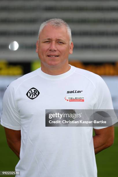 Athletic coach Peter Rothenstein poses during the team presentation of VfR Aalen on July 5, 2018 in Aalen, Germany.