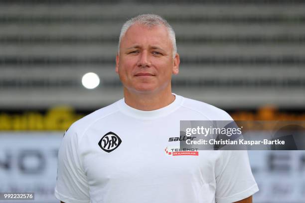 Athletic coach Peter Rothenstein poses during the team presentation of VfR Aalen on July 5, 2018 in Aalen, Germany.