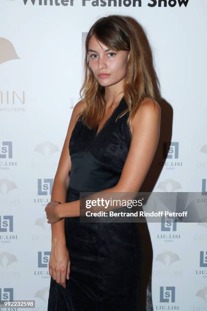 Lena Simonne attends the Liu Lisi - Paris Fashion Week - Haute Couture Fall Winter 2018/2019 at Hotel Meurice on July 5, 2018 in Paris, France.