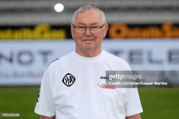 Assistant Gunther Hammer poses during the team presentation of VfR Aalen on July 5, 2018 in Aalen, Germany.
