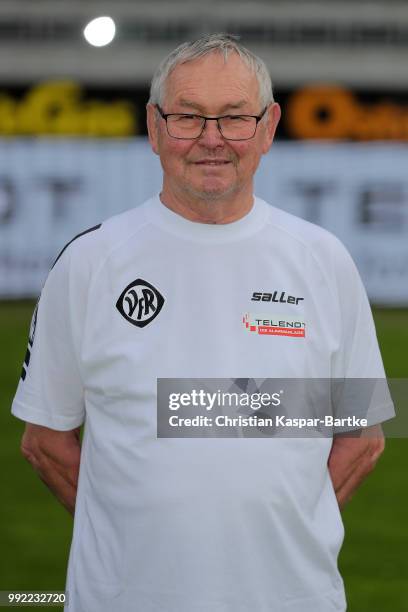 Assistant Gunther Hammer poses during the team presentation of VfR Aalen on July 5, 2018 in Aalen, Germany.