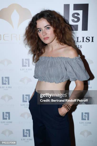 Actress Lou Gala attends the Liu Lisi - Paris Fashion Week - Haute Couture Fall Winter 2018/2019 at Hotel Meurice on July 5, 2018 in Paris, France.