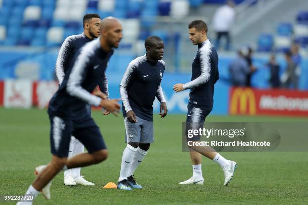 Ngolo Kante of France in action during a training session at Nizhny Novgorod Stadium on July 5, 2018 in Nizhny Novgorod, Russia.