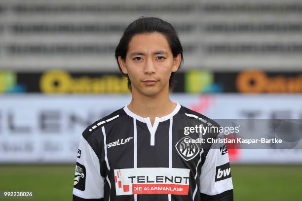 Natsuhiko Watanabe poses during the team presentation of VfR Aalen on July 5, 2018 in Aalen, Germany.