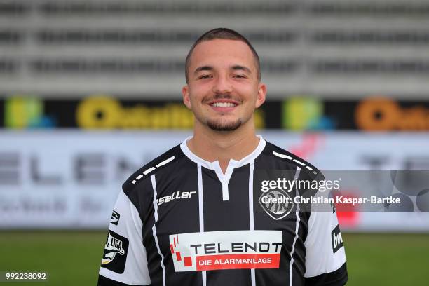 Marvin Buyuksakarya poses during the team presentation of VfR Aalen on July 5, 2018 in Aalen, Germany.