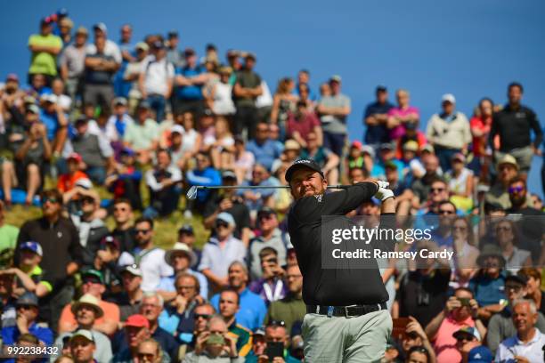 Donegal , Ireland - 5 July 2018; Shane Lowry of Ireland tees off from the 8th tee box during Day One of the Irish Open Golf Championship at...