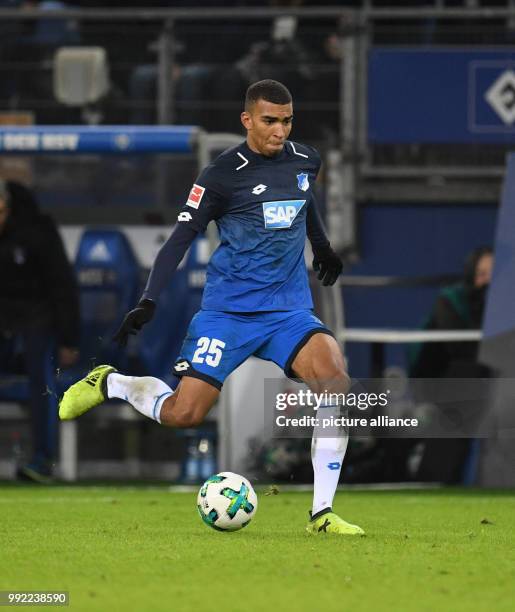 Hoffenheim's Kevin Akpoguma in action during the German Bundesliga soccer match between Hamburger SV and 1899 Hoffenheim in the Volksparkstadion in...