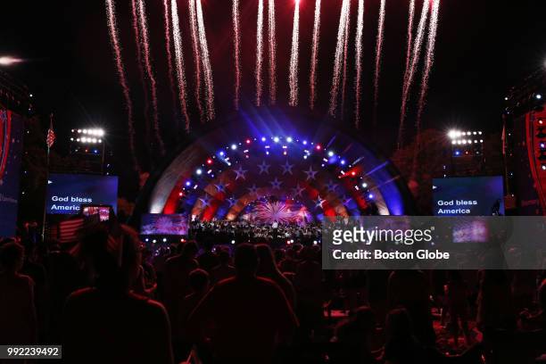 Fireworks go off during the Boston Pops July 4th Fireworks Spectacular in Boston on July 4, 2018.