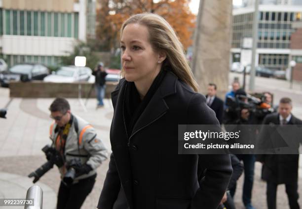 Meike Schlecker, daughter of the former drugstore owner Anton Schlecker, arrives at the regional court in Stuttgart, Germany, 27 November 2017....