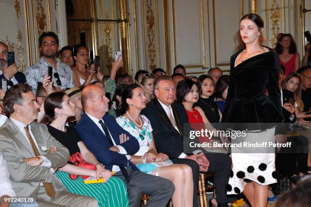 Jean-Francois Legaret, Elena Carrettoni, Bernard Danillon, Tania de Bourbon Parme and her husband Louis-Arnaud L'Herbier attend the Liu Lisi - Paris...