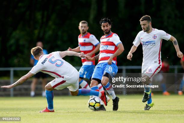 Mihai Pintilii of Steaua Bucharest, Lior Refaelov of Club Brugge, Romario Benzar of Steaua Bucharest during the Club Friendly match between Club...