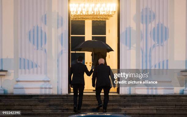 Volker Kauder, parliamentary group leader of the ruling CDU/CSU faction in the German Bundestag , arrives for a meeting with German President...