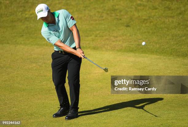 Donegal , Ireland - 5 July 2018; Paul Dunne of Ireland plays a shot on the 13th hole during Day One of the Irish Open Golf Championship at...